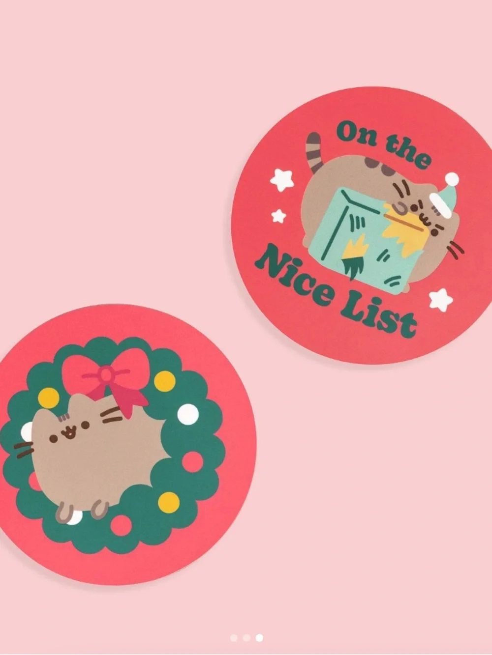 Pusheen Red and Green Holiday Coaster Set